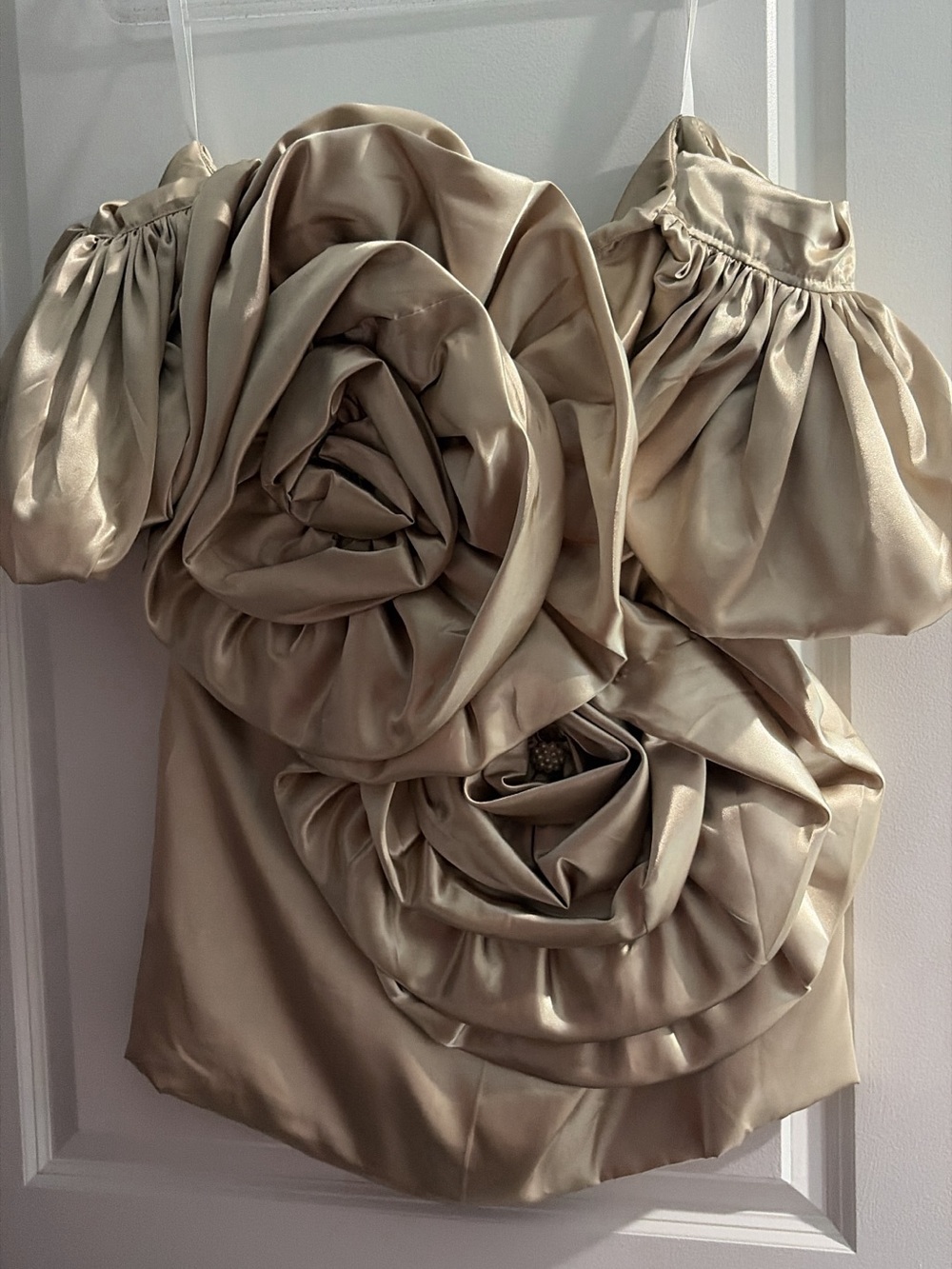 Champagne Satin Rosette Cocktail dress